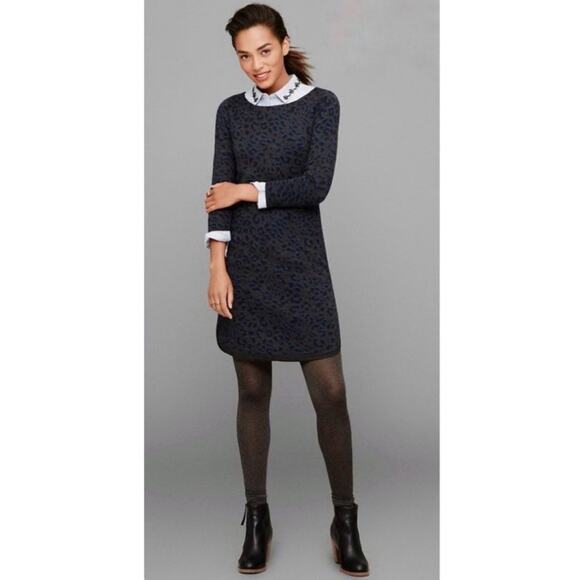 Loft Gray Leopard Print Sweater Dress size Small - Picture 8 of 9